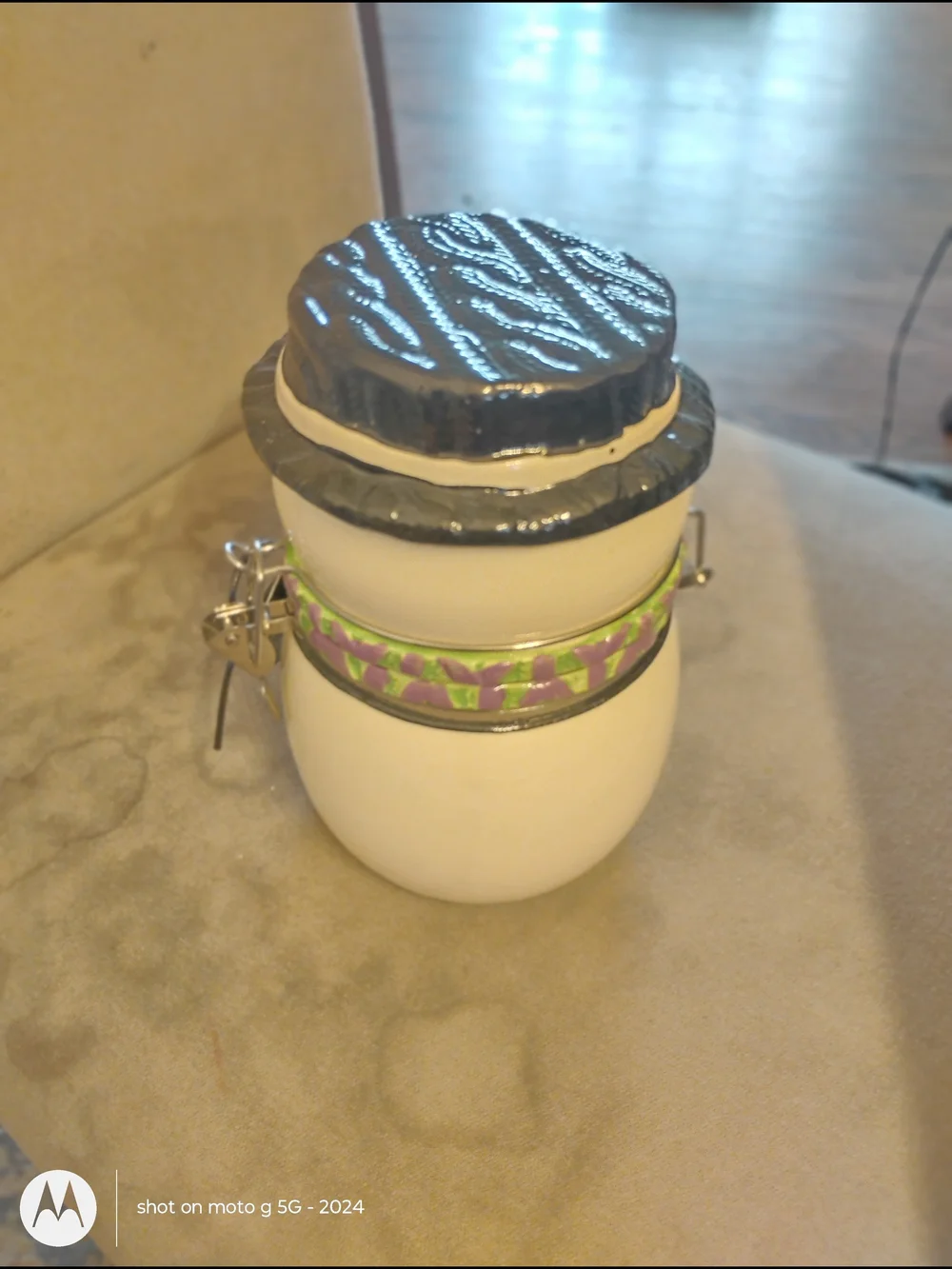Festive Snowman Cookie Jar - Black Hat, Green Scarf